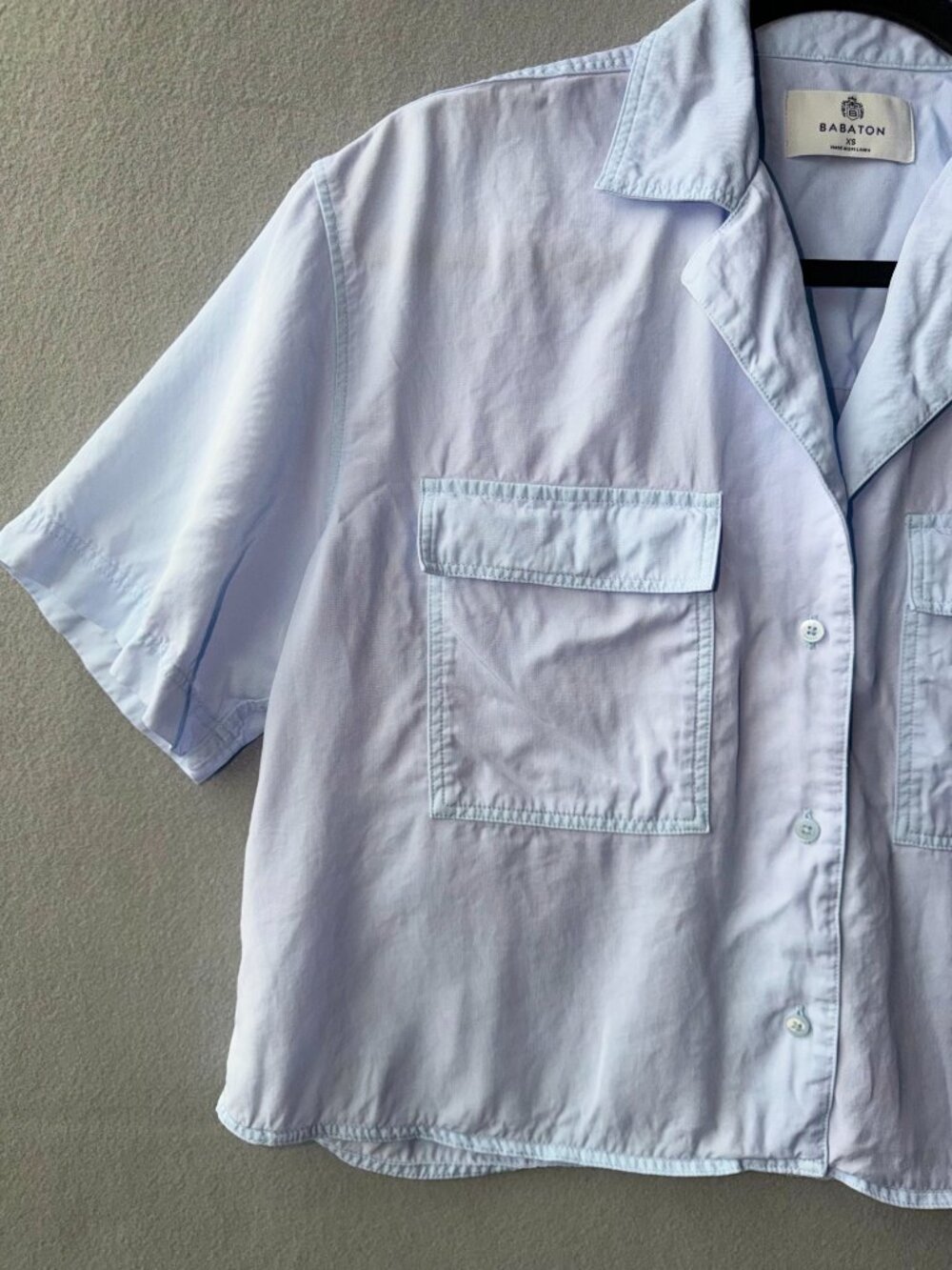 Aritzia Babaton Dottie Shirt XS Light Blue Tencel Lyocell Button Front Blouse - Picture 3 of 8